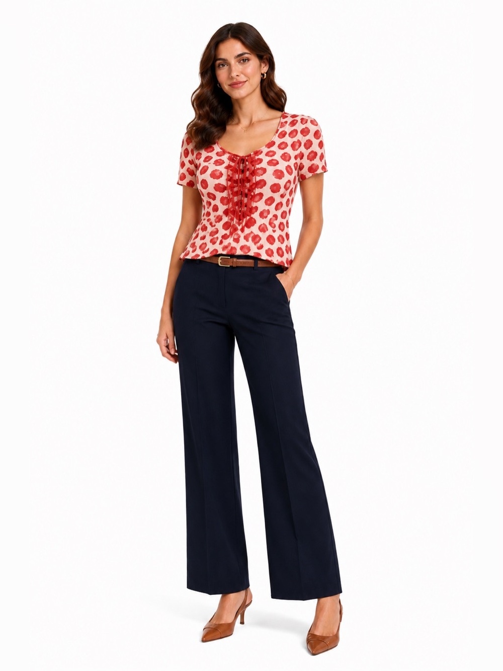 Odille Red Polka Dot Top